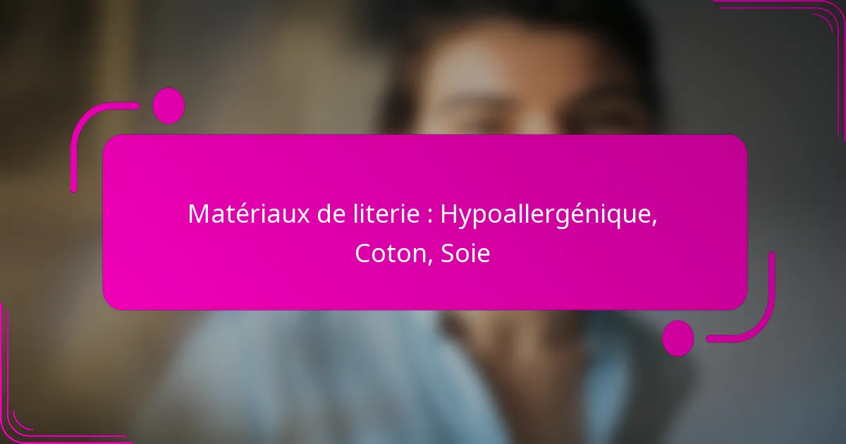 Matériaux de literie : Hypoallergénique, Coton, Soie