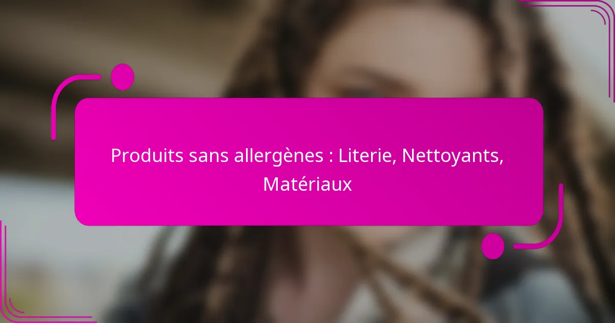 Produits sans allergènes : Literie, Nettoyants, Matériaux