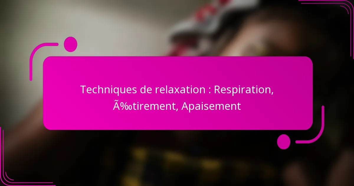 Techniques de relaxation : Respiration, Étirement, Apaisement